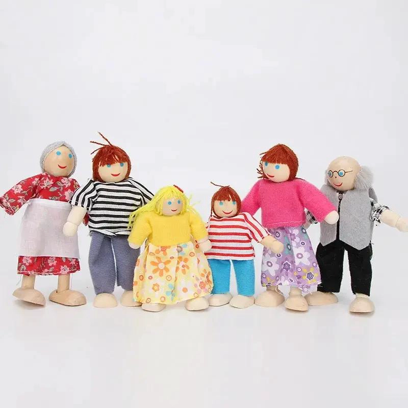 FAMILIA DE MUÑECOS DE MADERA PARA CASA DE MUÑECA - 2