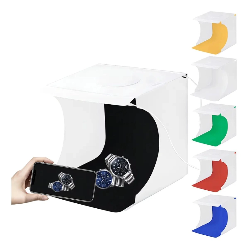 CAJA DE LUZ LED PORTATIL 20X20 CM CON 6 FONDOS INTERCAMBIABLES - 10