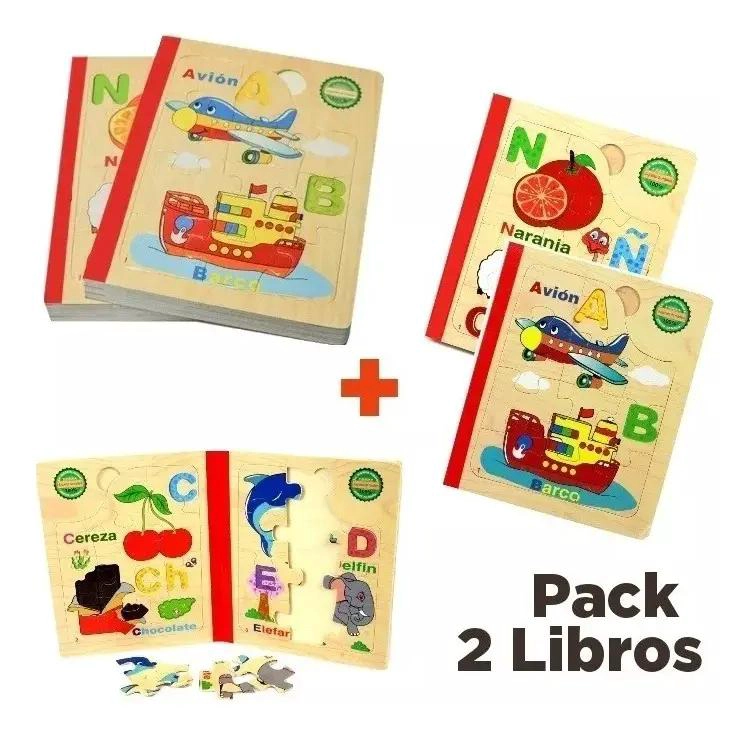 LIBRO DIDACTICO DE MADERA CON ABECEDARIO PARA NIÑOS - 2