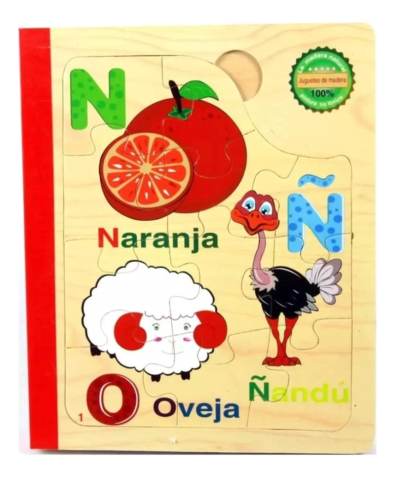 LIBRO DIDACTICO DE MADERA CON ABECEDARIO PARA NIÑOS - 4