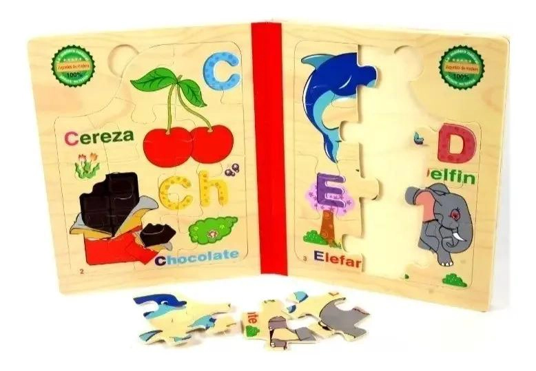 LIBRO DIDACTICO DE MADERA CON ABECEDARIO PARA NIÑOS - 5