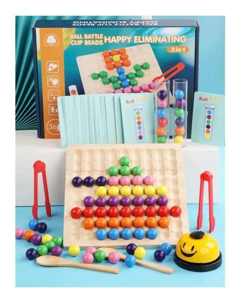JUGUETE SENSORIAL DE MADERA 3 EN 1 PARA NIÑOS - 1