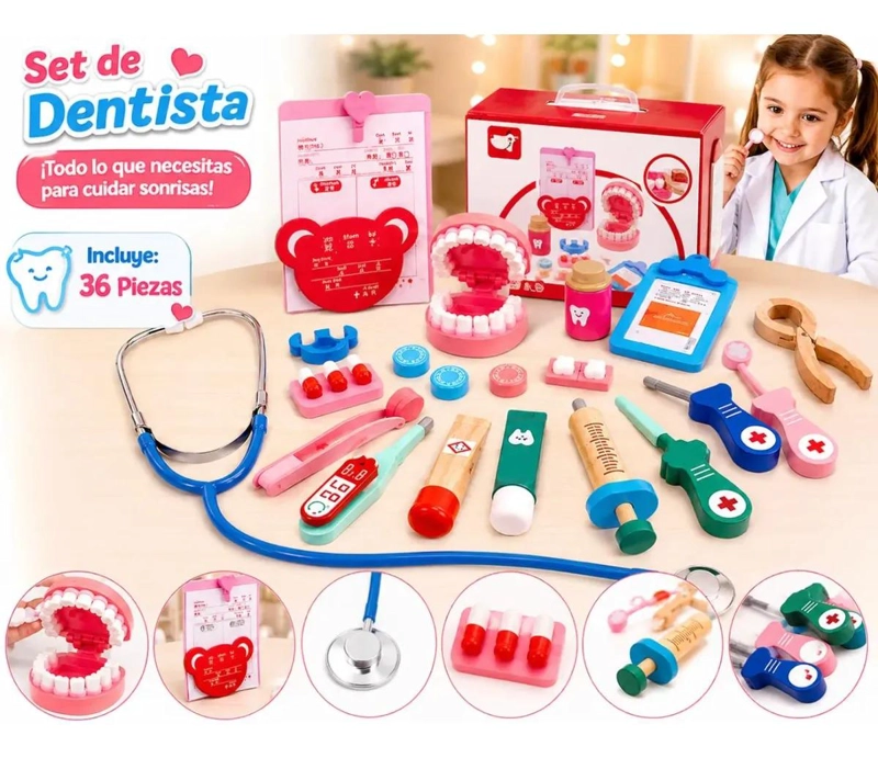 KIT ME DICO DENTISTA DE MADERA PARA NIÑOS DE 5 A 7 AÑOS - 2