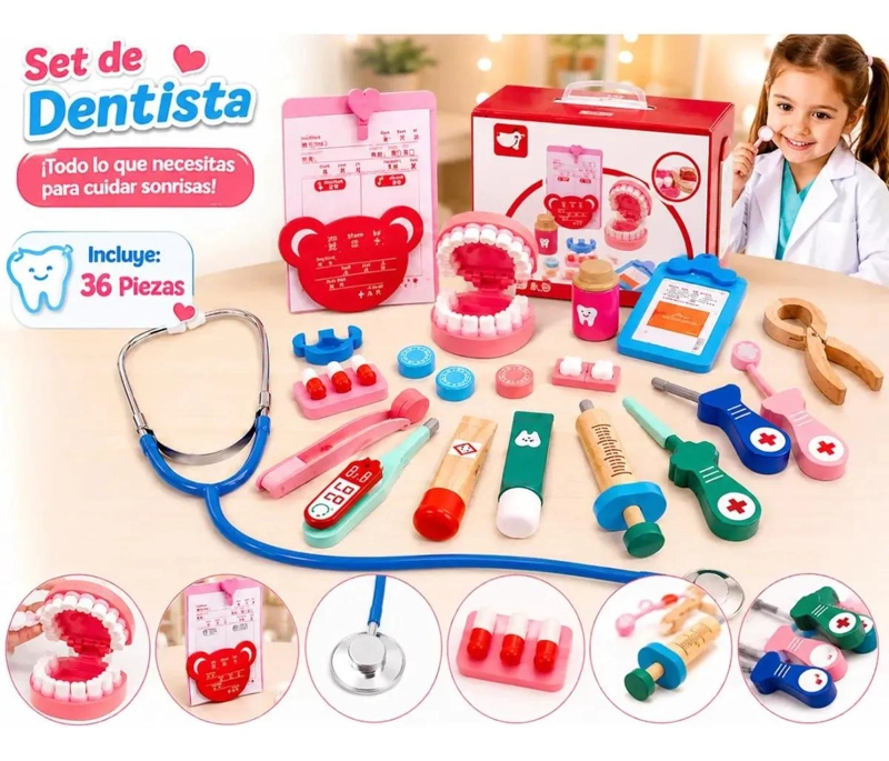 KIT ME DICO DENTISTA DE MADERA PARA NIÑOS DE 5 A 7 AÑOS - 6