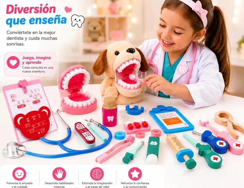 KIT ME DICO DENTISTA DE MADERA PARA NIÑOS DE 5 A 7 AÑOS - 7