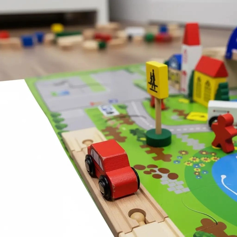 PISTA DE AUTOS CON PUENTE DE MADERA PARA JUGAR Y APRENDER - 3