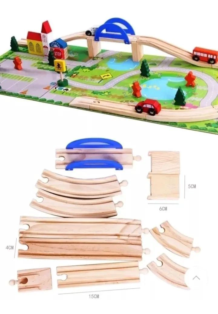 PISTA DE AUTOS CON PUENTE DE MADERA PARA JUGAR Y APRENDER - 9