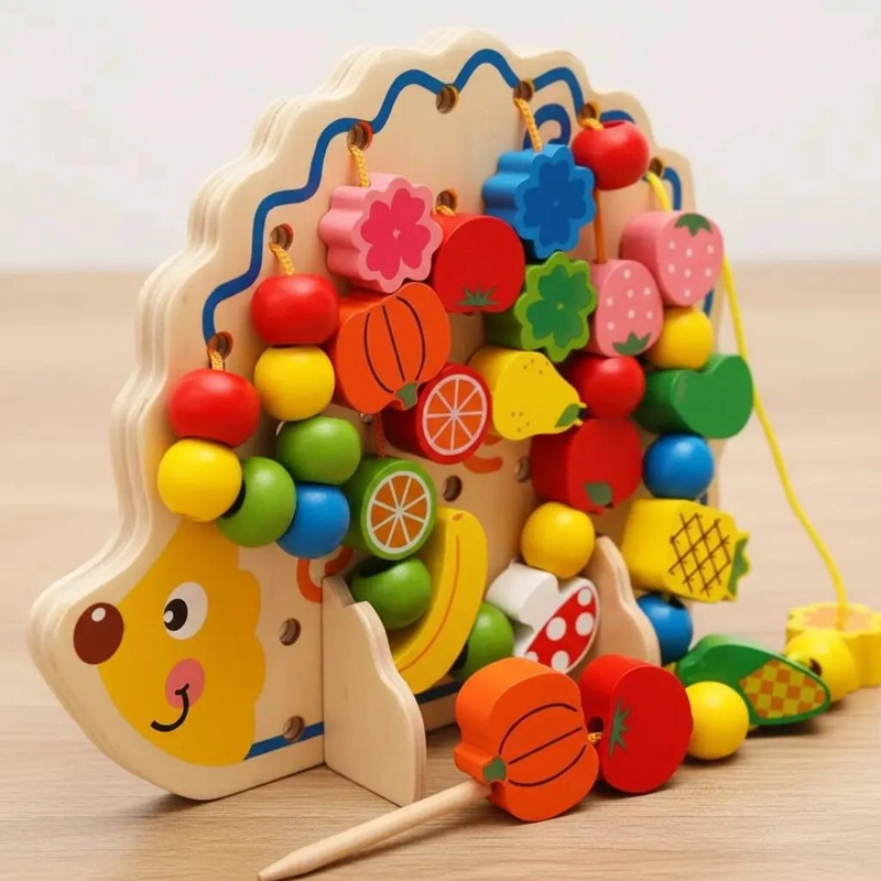 JUEGO DE ENHEBRAR ERIZO DE MADERA PARA NIÑOS - 10