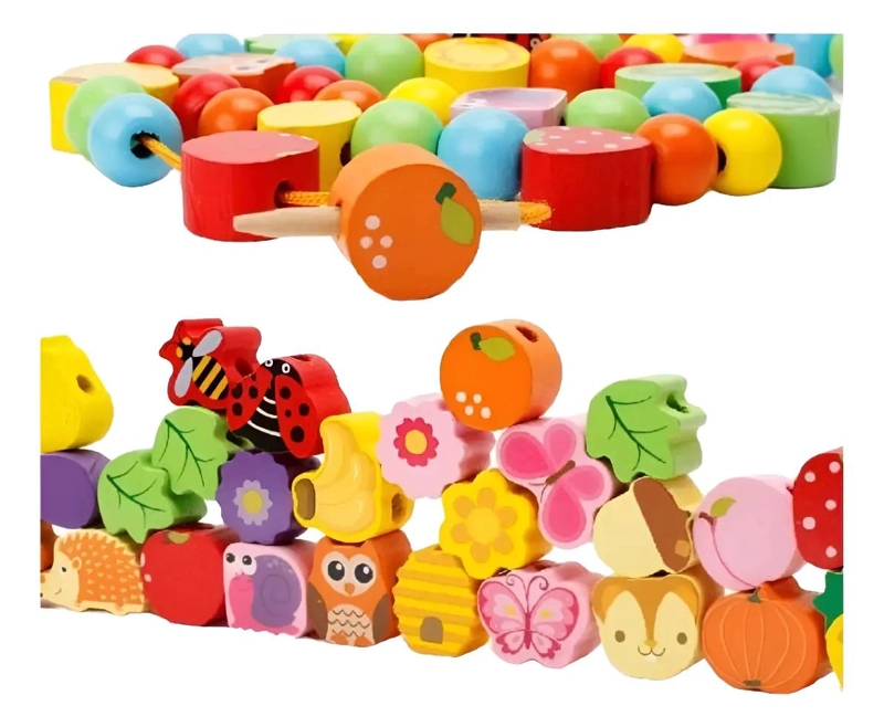 JUEGO DE ENHEBRAR ERIZO DE MADERA PARA NIÑOS - 6