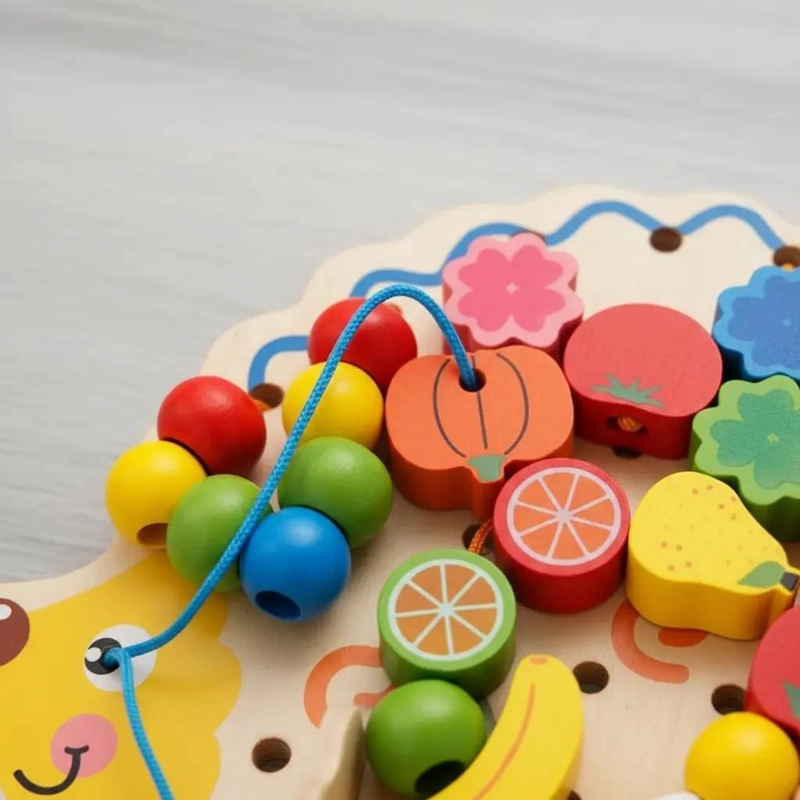JUEGO DE ENHEBRAR ERIZO DE MADERA PARA NIÑOS - 8