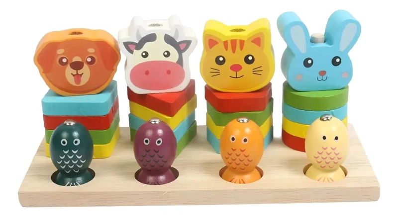 TORRE ENCAJE DIDACTICA DE ANIMALES Y FIGURAS PARA NIÑOS - 1