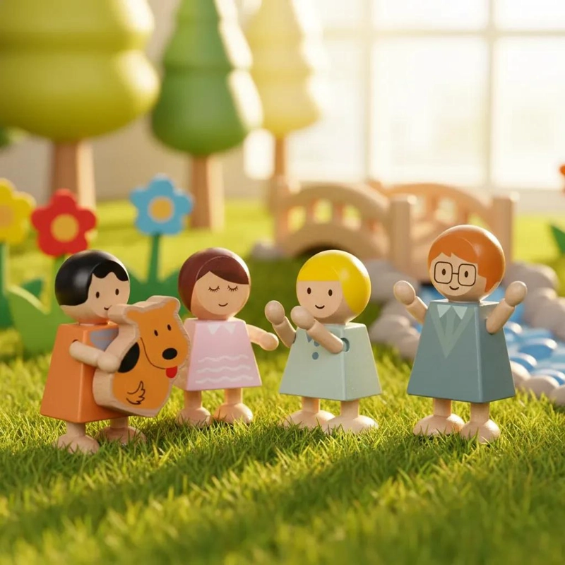JUEGO DE FIGURAS DE MADERA PARA NIÑOS EN FAMILIA - 2