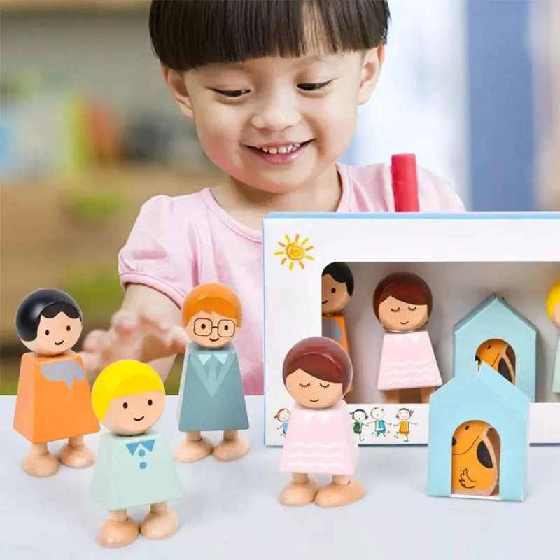 JUEGO DE FIGURAS DE MADERA PARA NIÑOS EN FAMILIA - 8