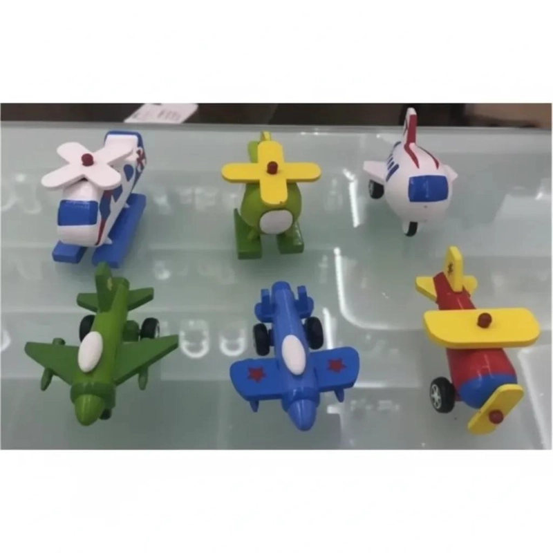 SET DE 3 AVIONES DE MADERA EN COLORES VARIADOS PARA NIÑOS - 5