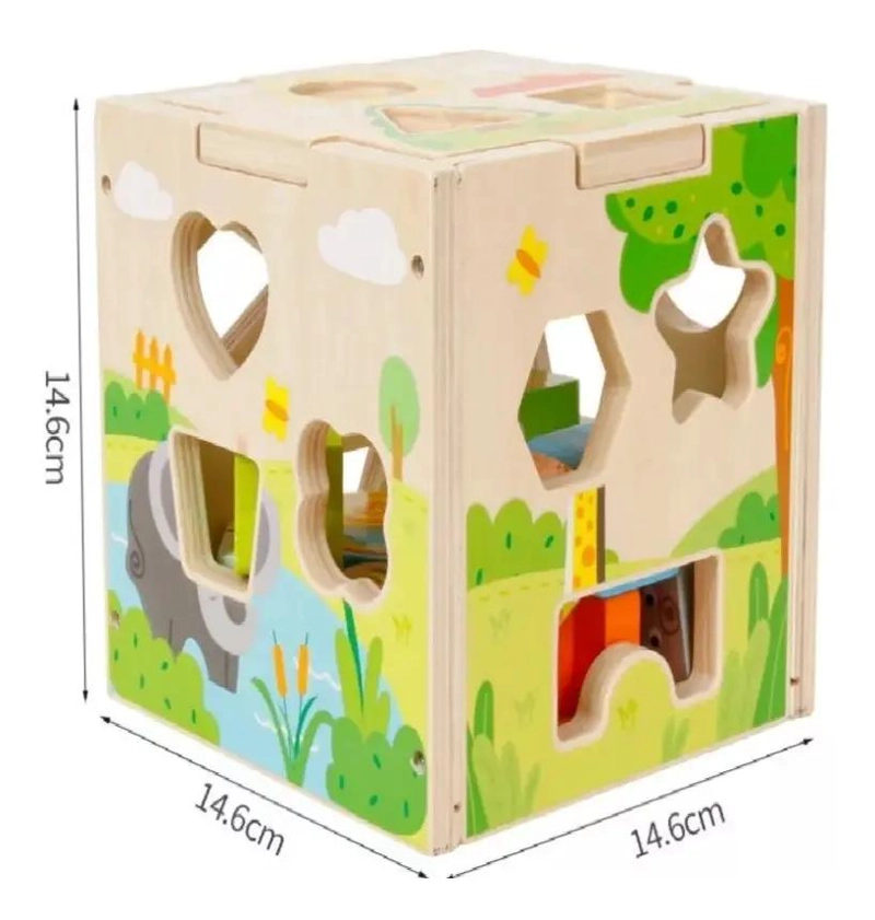 CUBO DE MADERA DIDACTICO PARA CLASIFICAR FORMAS Y COLORES - 8