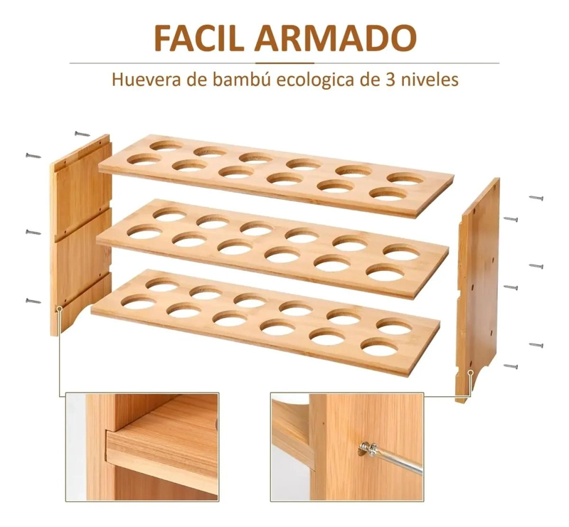 ORGANIZADOR DE HUEVOS DE BAMBU PARA 36 HUEVOS - 6