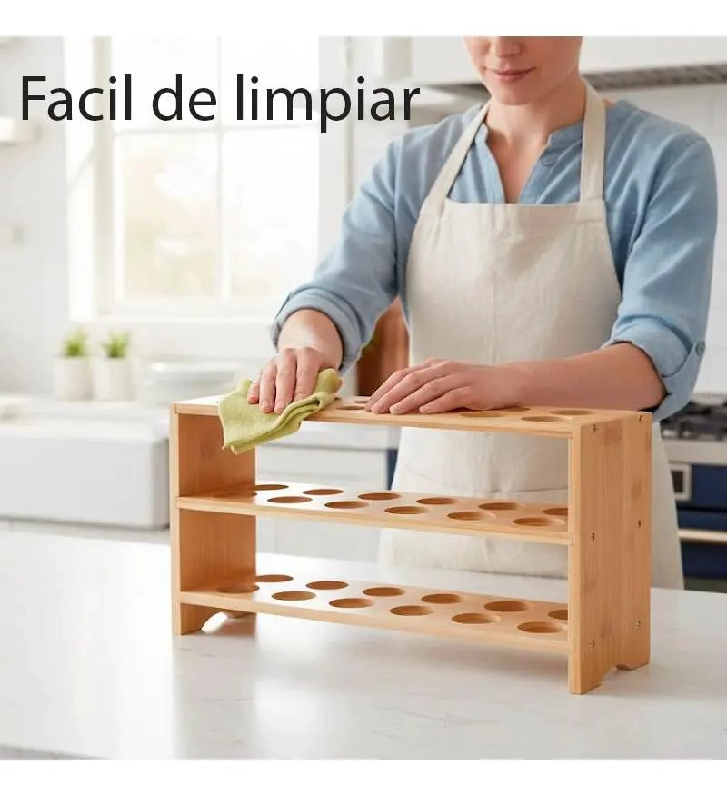 ORGANIZADOR DE HUEVOS DE BAMBU PARA 36 HUEVOS - 7