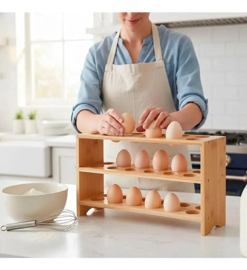 ORGANIZADOR DE HUEVOS DE BAMBU PARA 36 HUEVOS - 8