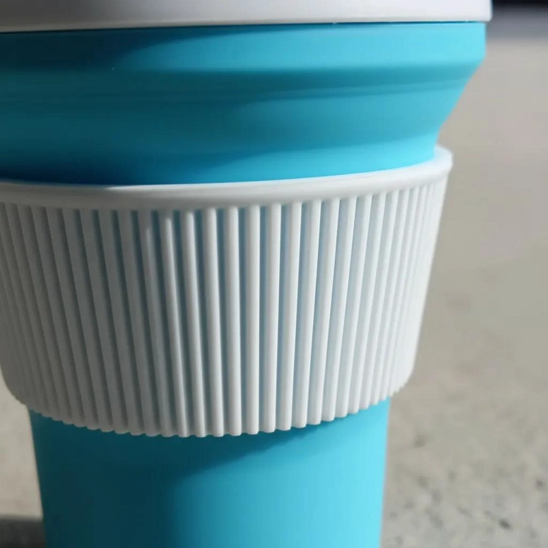 VASO PLEGABLE DE SILICONA CON TAPA 500ML COLOR AZUL - 3