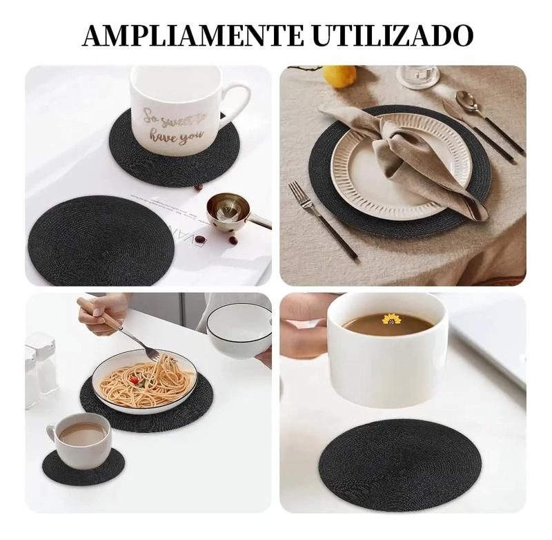SET DE 12 MANTELES INDIVIDUALES Y POSAVASOS REDONDOS DE 34 Y 10 CM - 3
