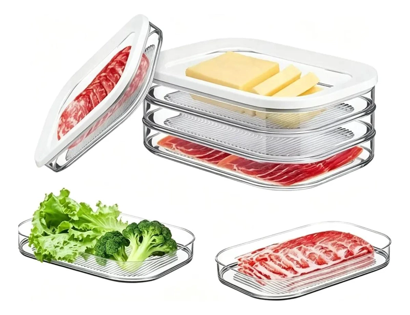 CAJA ORGANIZADORA APILABLE DE TRES NIVELES PARA REFRIGERADOR - 1
