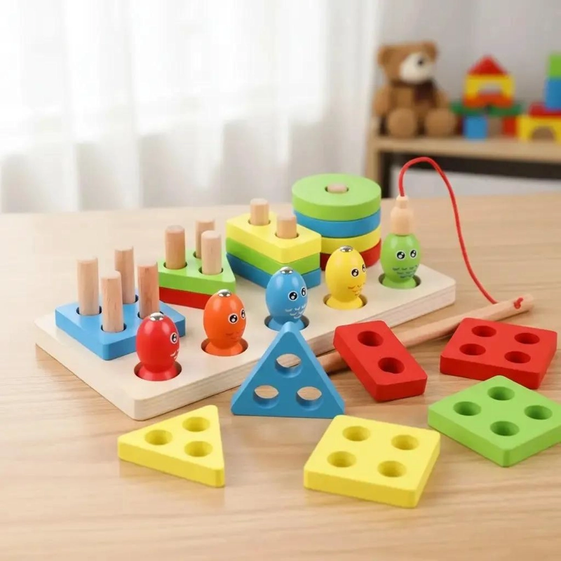 JUGUETE DIDACTICO APILABLE DE MADERA PARA NIÑOS - 2