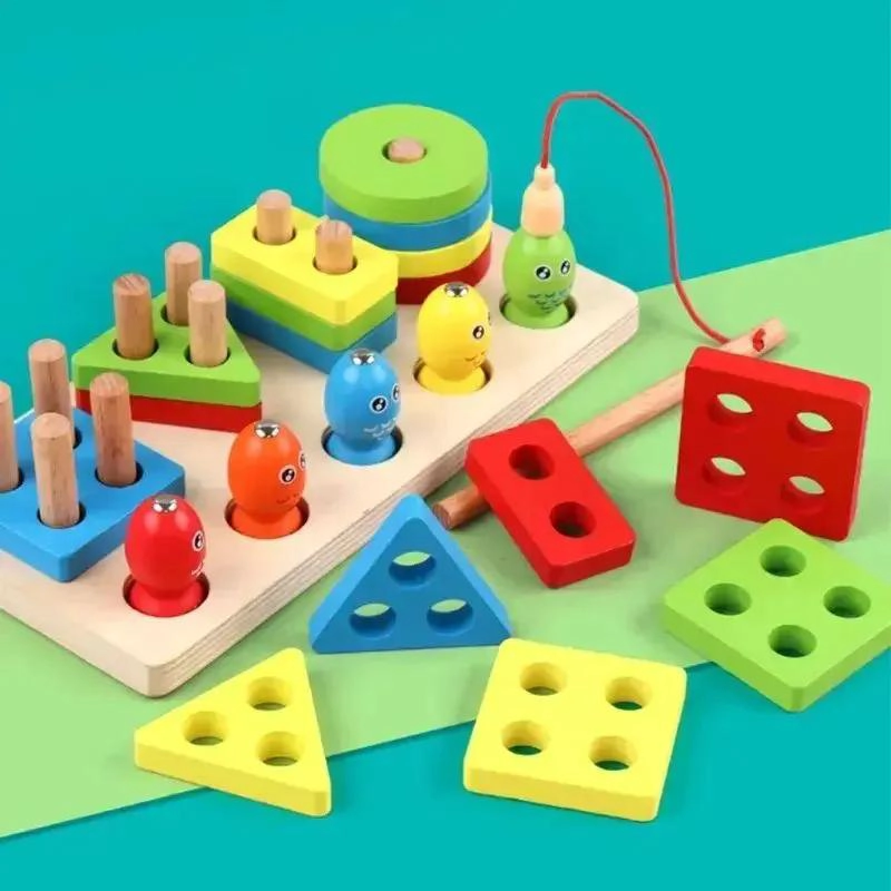 JUGUETE DIDACTICO APILABLE DE MADERA PARA NIÑOS - 4