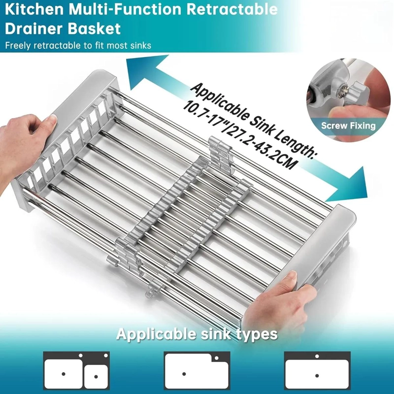 REJILLA DE DRENAJE AJUSTABLE PARA FREGADERO DE COCINA - 2
