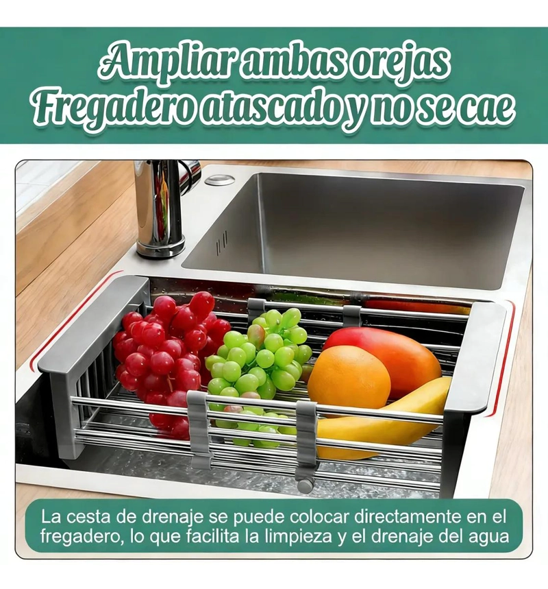 REJILLA DE DRENAJE AJUSTABLE PARA FREGADERO DE COCINA - 3
