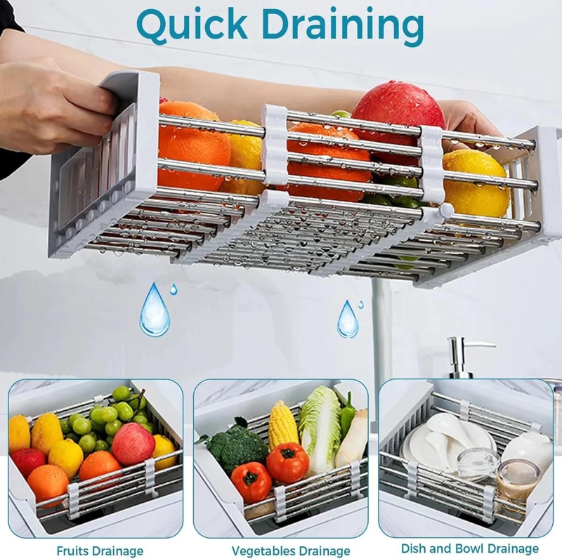 REJILLA DE DRENAJE AJUSTABLE PARA FREGADERO DE COCINA - 7