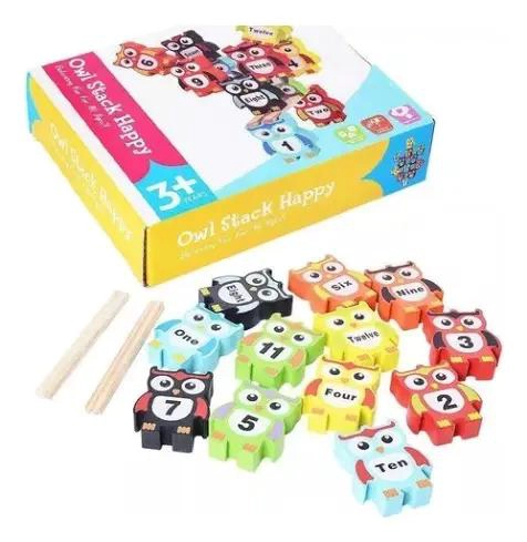 JUEGO DIDACTICO DE MADERA BUHO PARA NIÑOS CON COLORES - 3