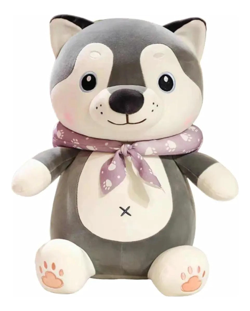 PELUCHE DE PERRO KAWAII CON BUFANDA 48CM COLOR BLANCO - 1