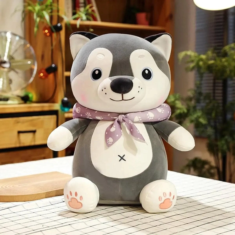 PELUCHE DE PERRO KAWAII CON BUFANDA 48CM COLOR BLANCO - 3
