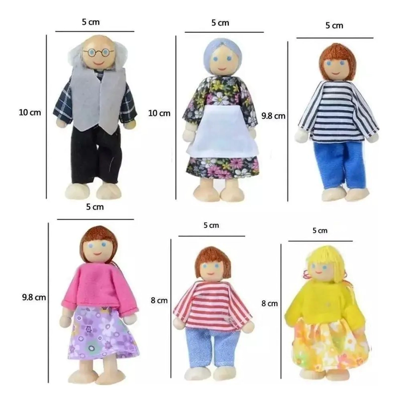 FAMILIA DE MUÑECOS DE MADERA PARA CASA DE MUÑECA - 4