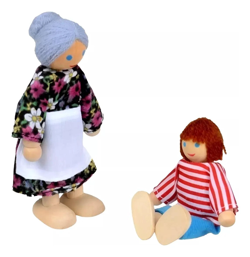 FAMILIA DE MUÑECOS DE MADERA PARA CASA DE MUÑECA - 7