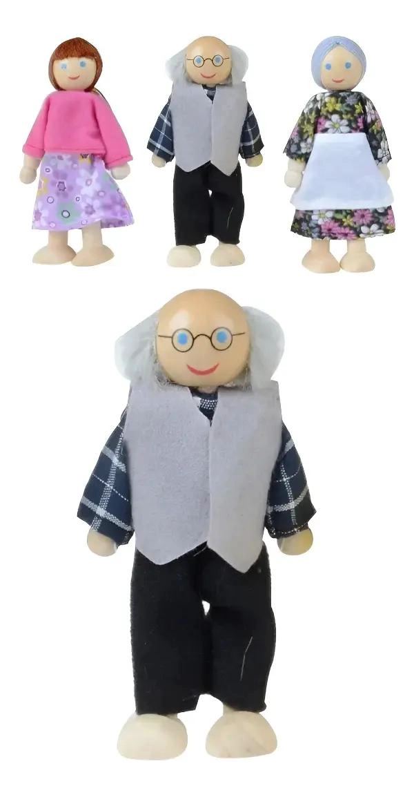 FAMILIA DE MUÑECOS DE MADERA PARA CASA DE MUÑECA - 8