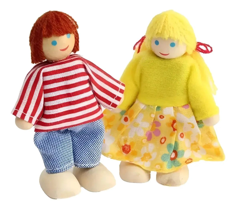FAMILIA DE MUÑECOS DE MADERA PARA CASA DE MUÑECA - 9