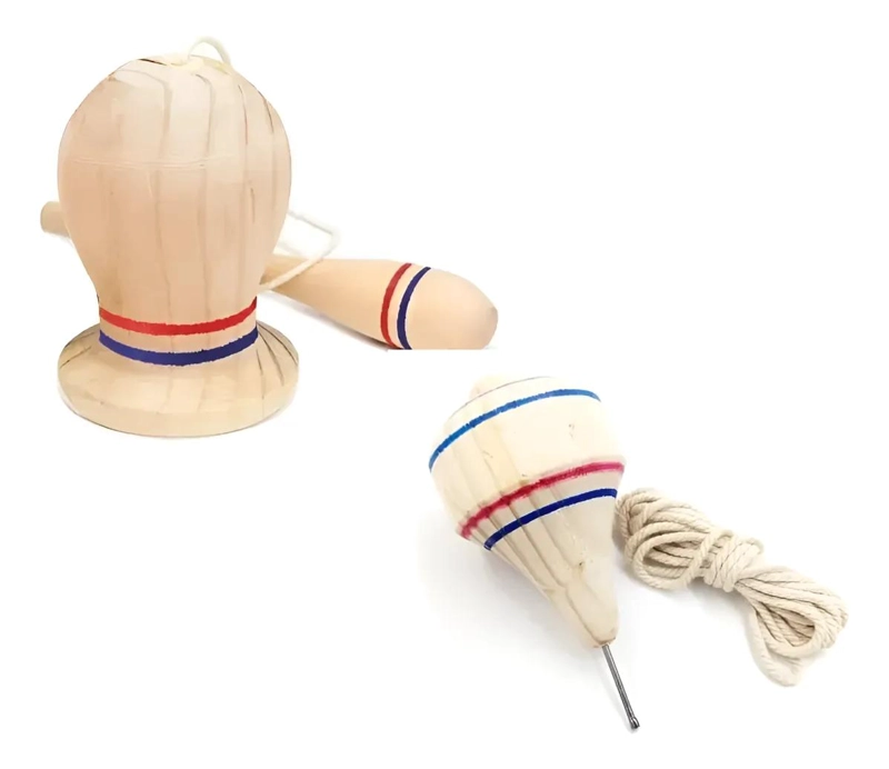 TROMPO Y EMBOQUE DE MADERA TRADICIONAL PARA NIÑOS - 1