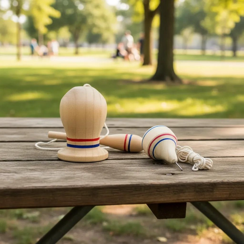 TROMPO Y EMBOQUE DE MADERA TRADICIONAL PARA NIÑOS - 6