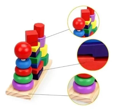 TORRE DIDACTICA DE MADERA PARA APRENDIZAJE INFANTIL - 2