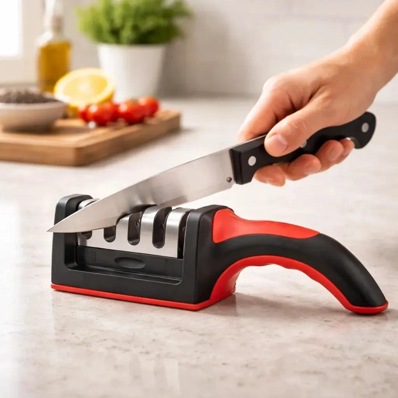 AFILADOR MANUAL PARA CUCHILLOS Y TIJERAS CON SISTEMA DE 3 ETAPAS - 8