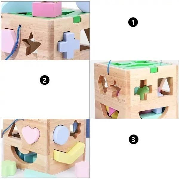 CUBO ENCAJE DIDACTICO DE MADERA PARA NIÑOS - 8