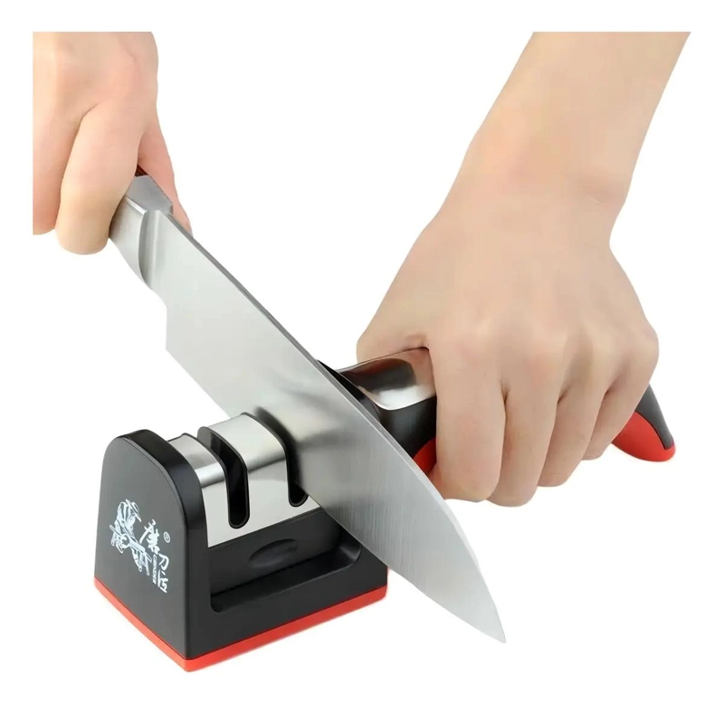AFILADOR MANUAL DE CUCHILLOS Y TIJERAS CON TRES ETAPAS DE ACERO INOXIDABLE - 10