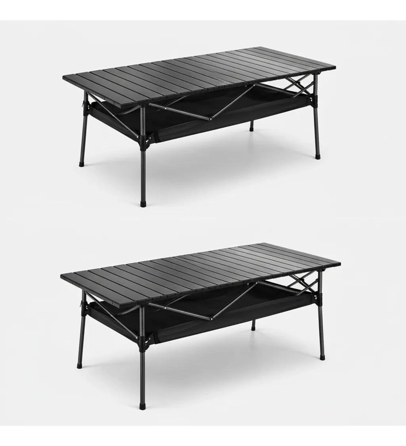 MESA PLEGABLE NEGRA 120X56 CM CON ORGANIZADOR PARA EXTERIOR - 10