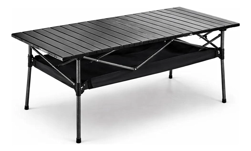 MESA PLEGABLE NEGRA 120X56 CM CON ORGANIZADOR PARA EXTERIOR - 4