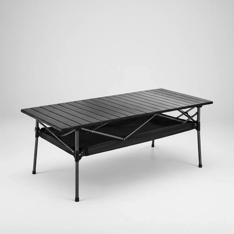 MESA PLEGABLE NEGRA 120X56 CM CON ORGANIZADOR PARA EXTERIOR - 9