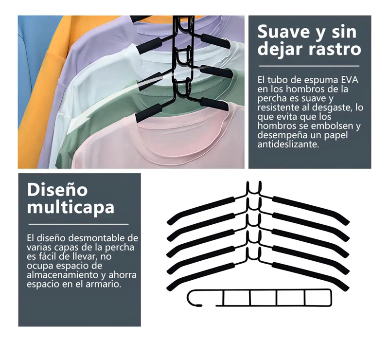 PERCHAS ANTIDESLIZANTES DE ACERO NEGRO 5 NIVELES PACK 2 - 5