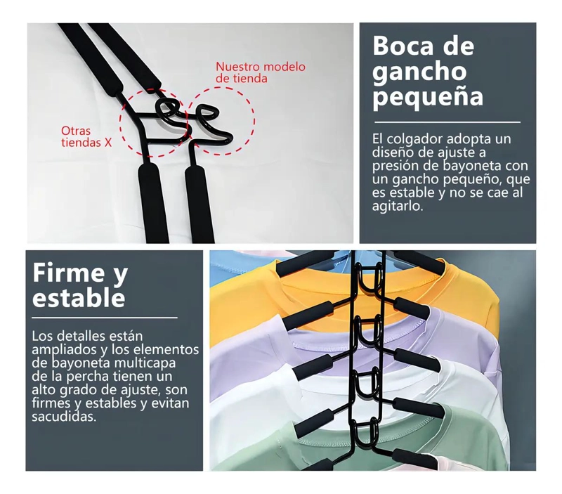 PERCHAS ANTIDESLIZANTES DE ACERO NEGRO 5 NIVELES PACK 2 - 6