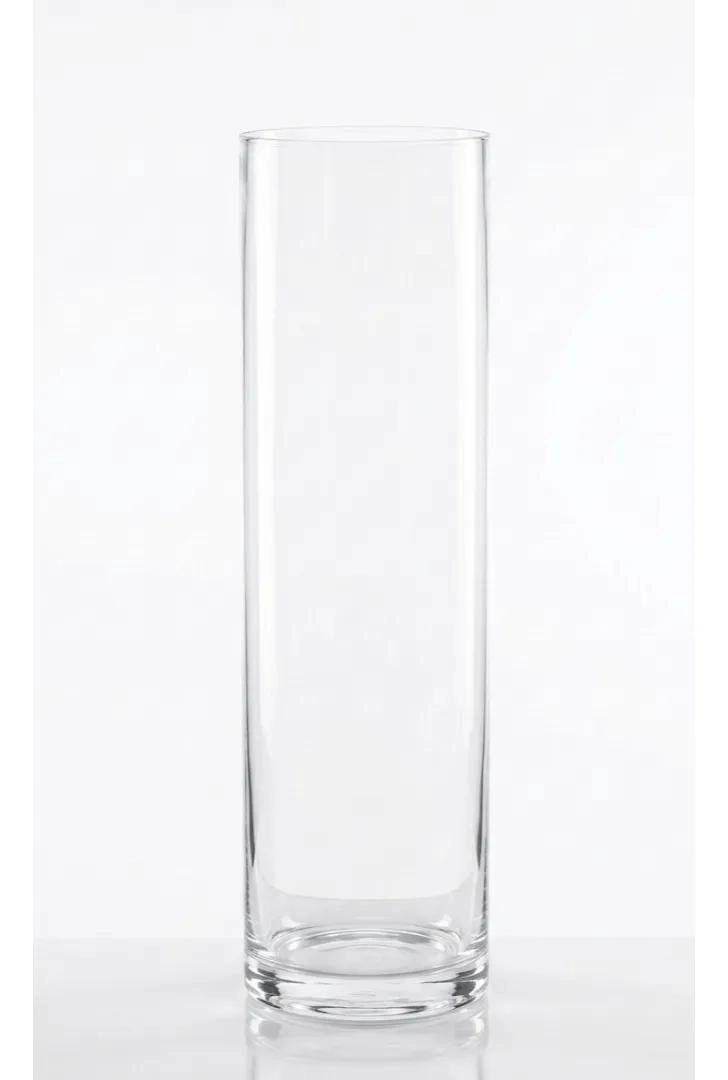 FLORERO CILINDRICO DE VIDRIO TRANSPARENTE DE 50 CM PARA DECORACION - 1