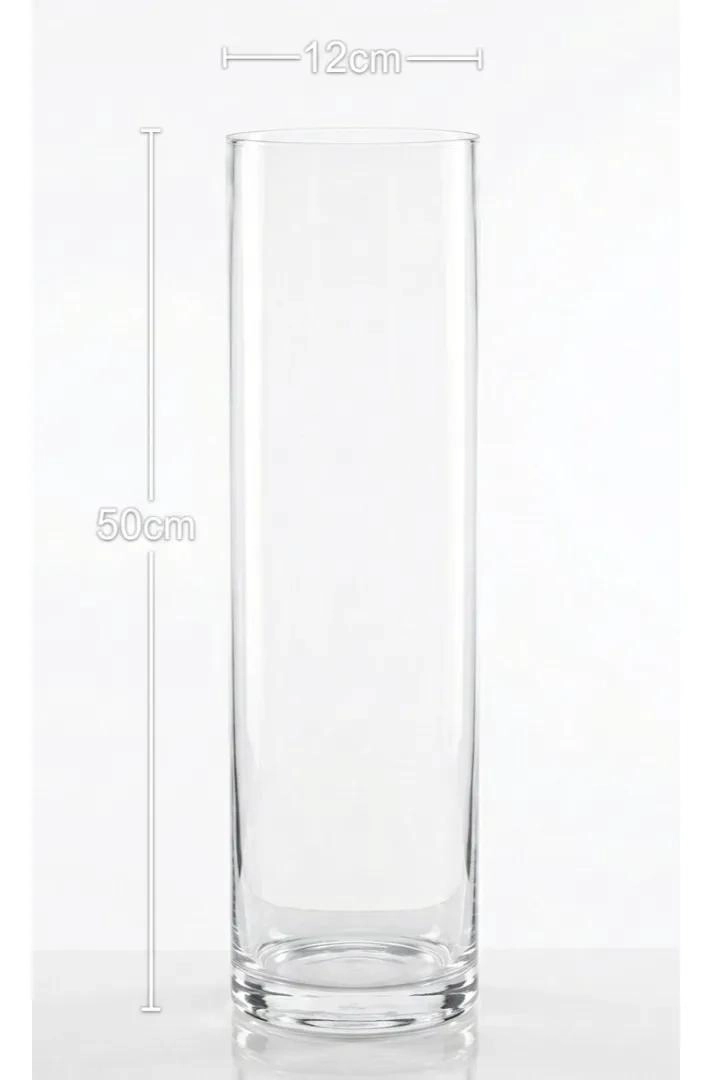 FLORERO CILINDRICO DE VIDRIO TRANSPARENTE DE 50 CM PARA DECORACION - 6